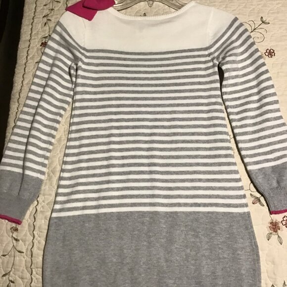 Gymboree Girl's Sweater Dress--Gray/White with Pink Accents--Size 8 - Picture 3 of 3